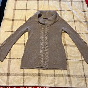 White House Black Market Cowl Neck Sweater with Metallic Thread and knot detail